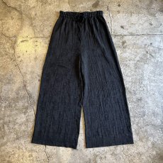 画像1: ALL OVER BLOCK PATTERN BLACK COLOR SHEER WIDE DESIGN PANTS / ~ W34 (1)