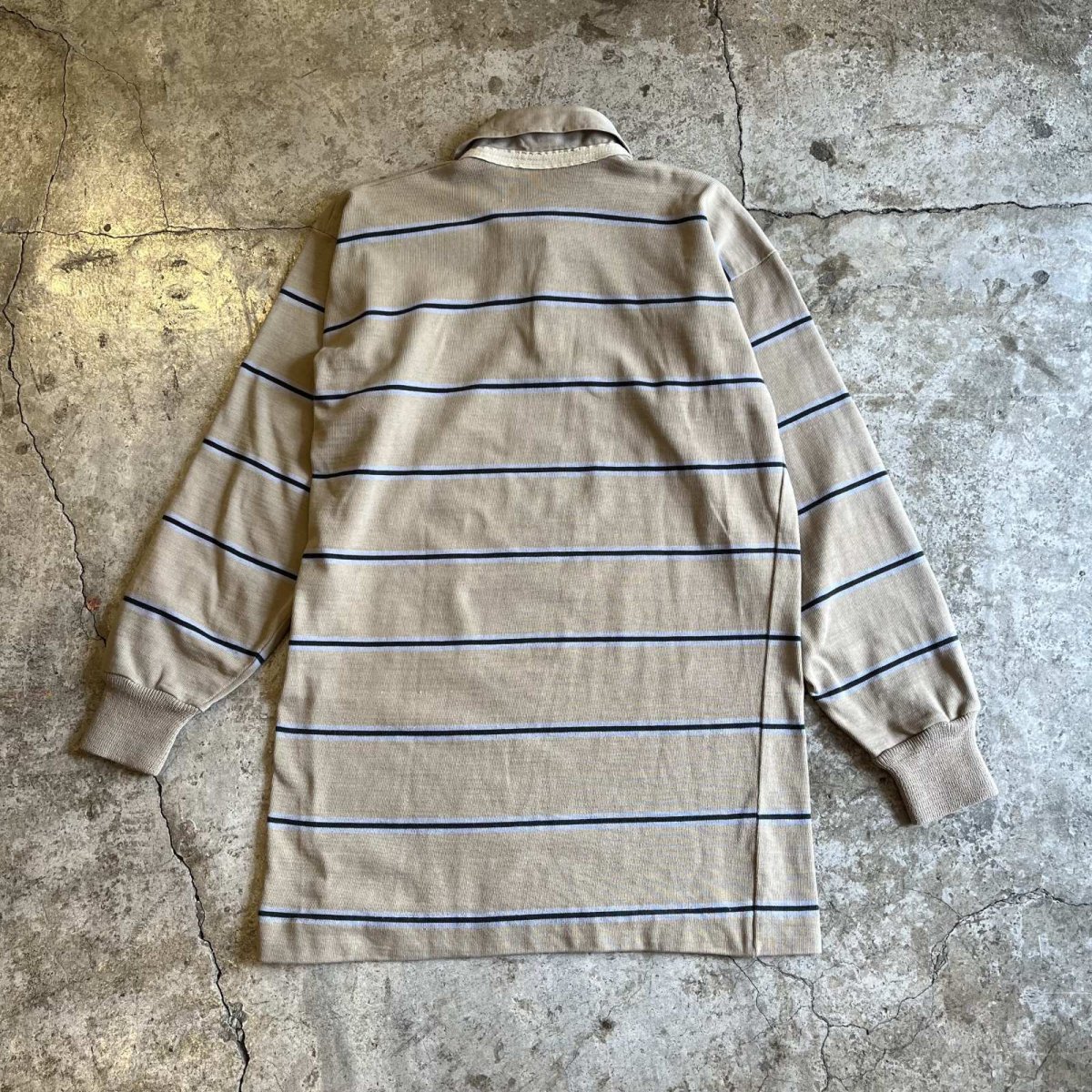 画像2: 2 COLOR BORDER PATTERN RUGBY L/S TOPS /  Ladies M (2)