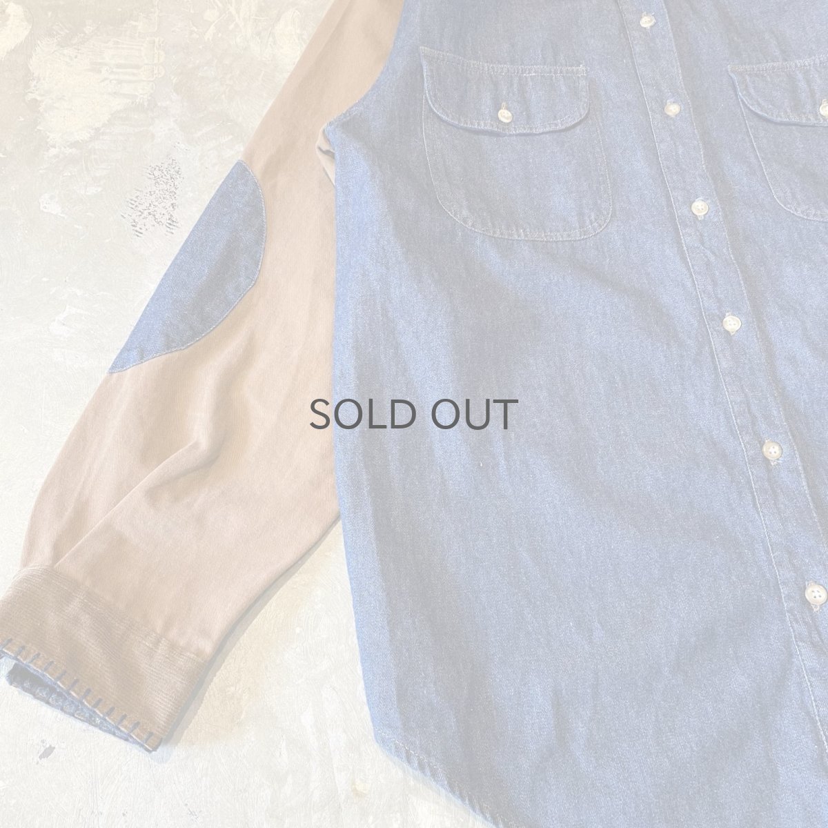 画像5: ELBOW DENIM PATCHED SLEEVE SWITCHED L/S SHIRT / Mens M(L) (5)