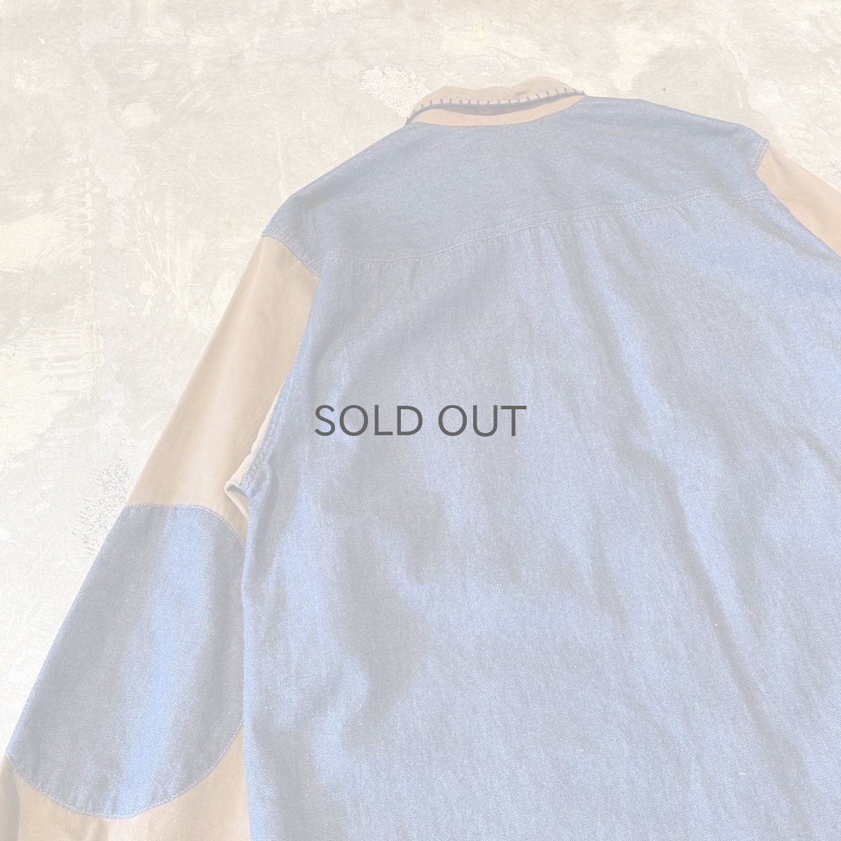 画像9: ELBOW DENIM PATCHED SLEEVE SWITCHED L/S SHIRT / Mens M(L) (9)