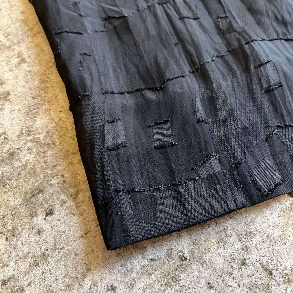 画像3: ALL OVER BLOCK PATTERN BLACK COLOR SHEER WIDE DESIGN PANTS / ~ W34 (3)