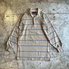 画像1: 2 COLOR BORDER PATTERN RUGBY L/S TOPS /  Ladies M (1)