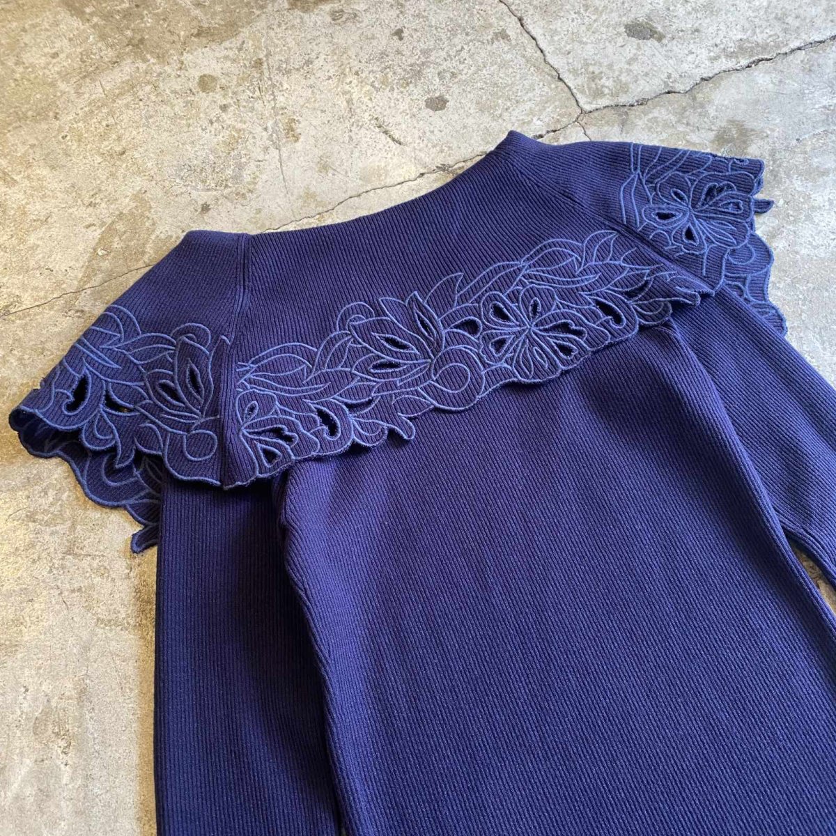 画像11: FLORAL PATTERN DESIGN COLLAR RIB L/S TOPS / Ladies S~M (11)