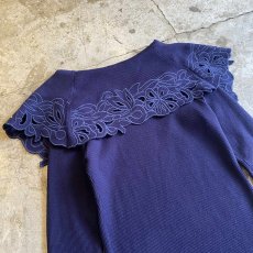 画像11: FLORAL PATTERN DESIGN COLLAR RIB L/S TOPS / Ladies S~M (11)