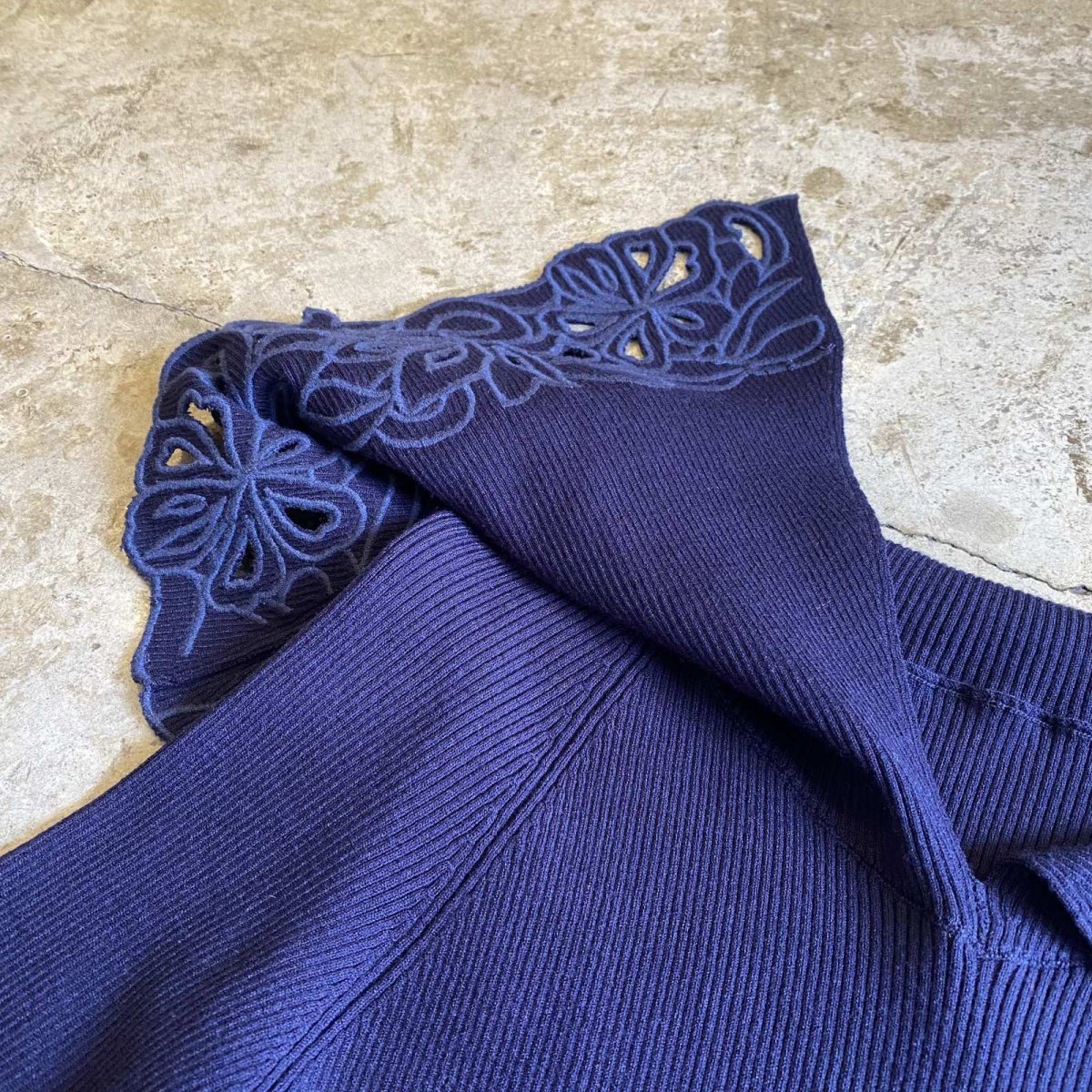 画像8: FLORAL PATTERN DESIGN COLLAR RIB L/S TOPS / Ladies S~M (8)