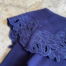 画像10: FLORAL PATTERN DESIGN COLLAR RIB L/S TOPS / Ladies S~M (10)