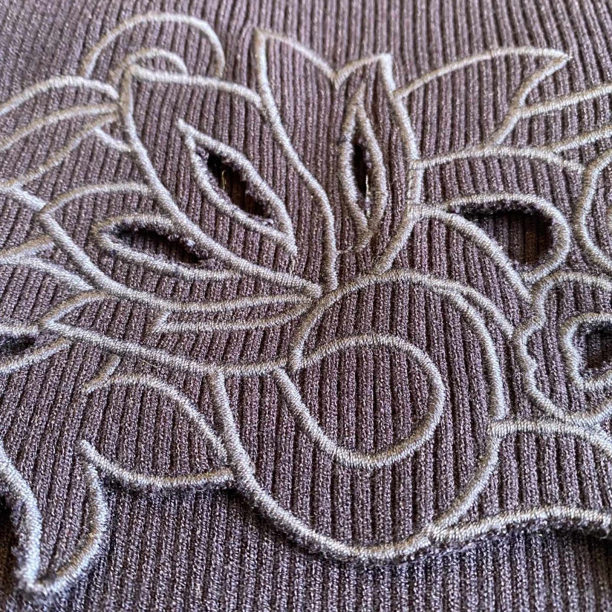 画像12: FLORAL PATTERN DESIGN COLLAR RIB L/S TOPS / Ladies S~M (12)