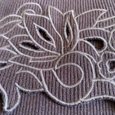 画像12: FLORAL PATTERN DESIGN COLLAR RIB L/S TOPS / Ladies S~M (12)