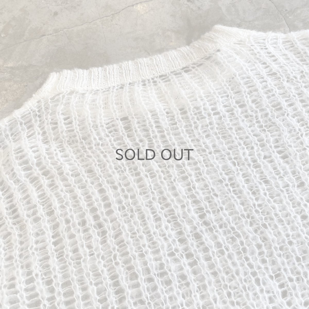 画像9: WHITE COLOR MESH DESIGN LOWGAUGE KNIT TOPS / Ladies L (9)