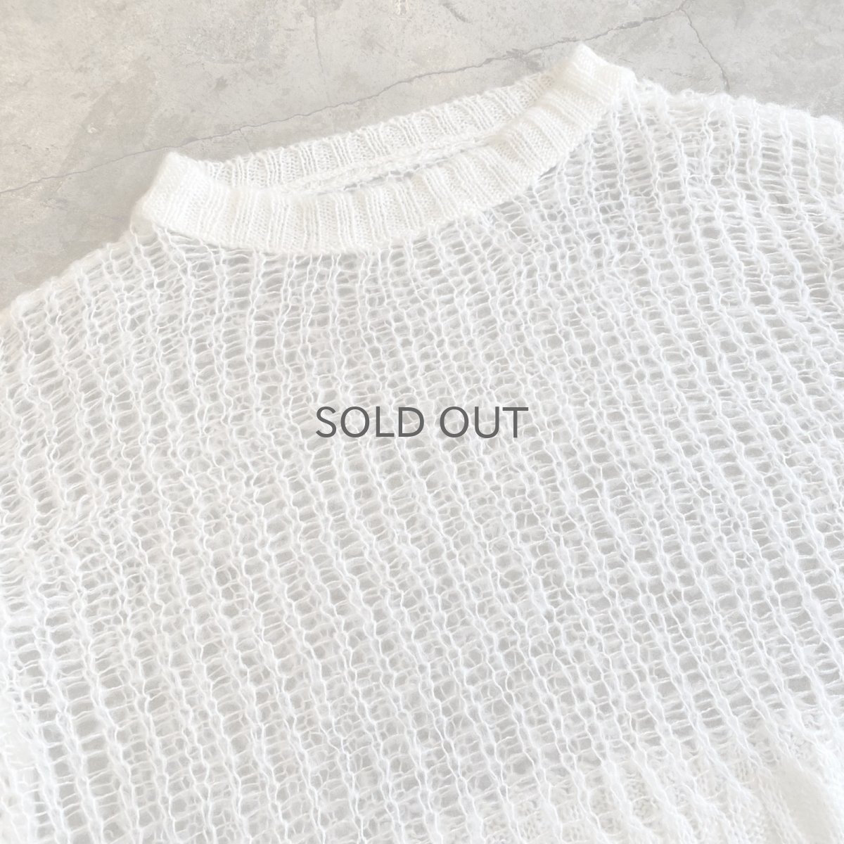 画像3: WHITE COLOR MESH DESIGN LOWGAUGE KNIT TOPS / Ladies L (3)