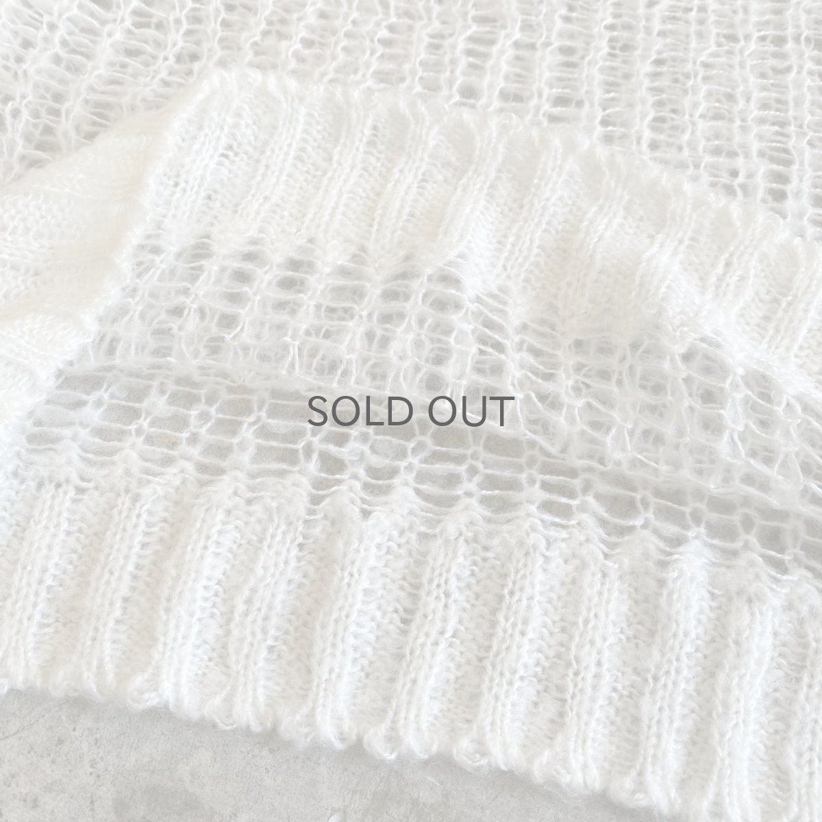 画像11: WHITE COLOR MESH DESIGN LOWGAUGE KNIT TOPS / Ladies L (11)