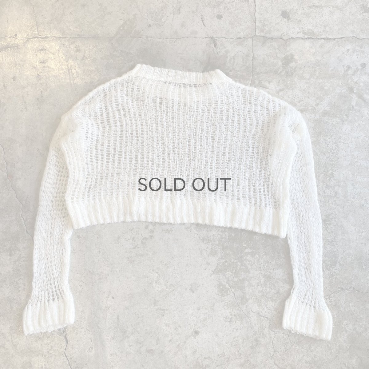 画像2: WHITE COLOR MESH DESIGN LOWGAUGE KNIT TOPS / Ladies L (2)