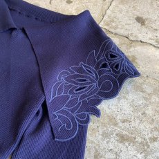 画像5: FLORAL PATTERN DESIGN COLLAR RIB L/S TOPS / Ladies S~M (5)