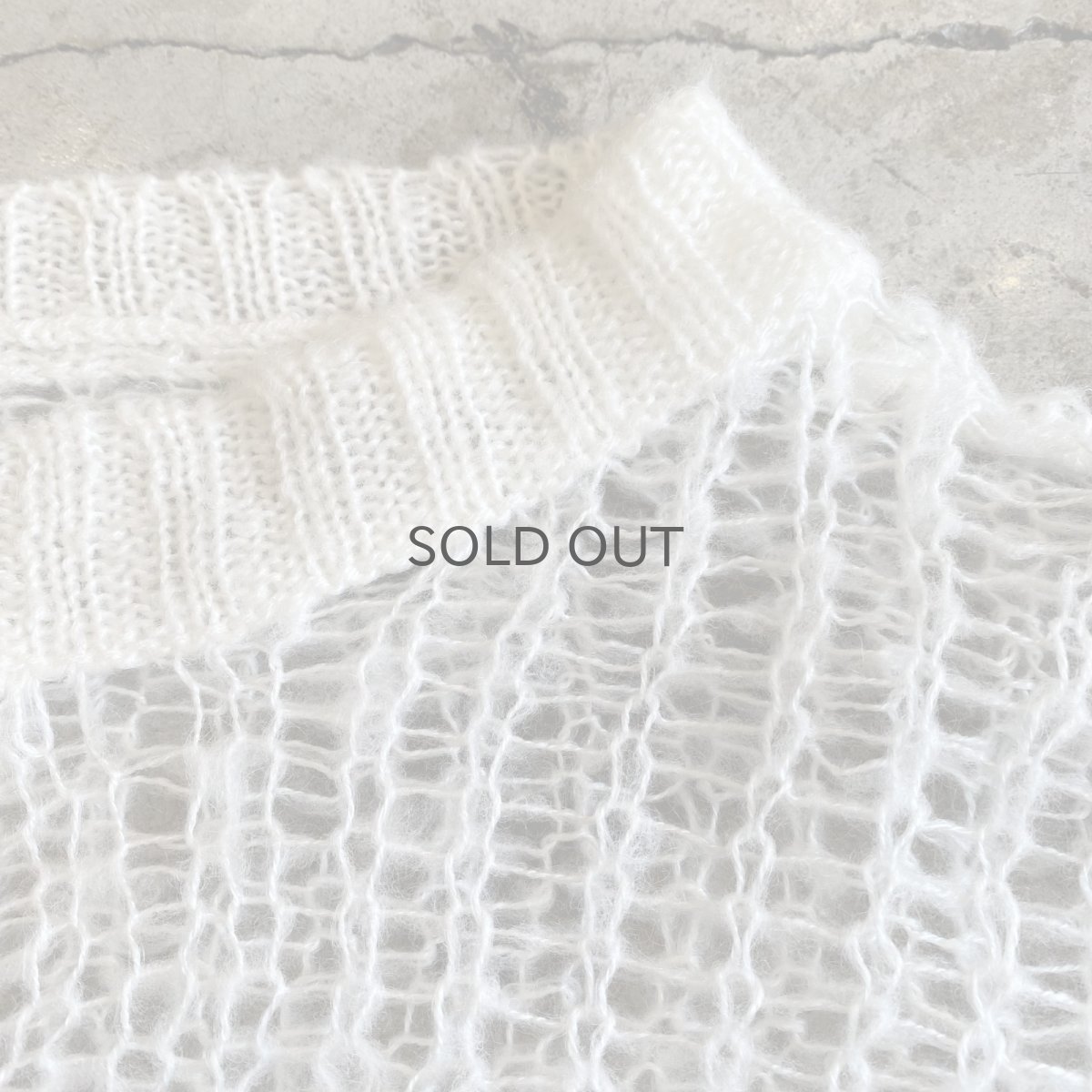 画像6: WHITE COLOR MESH DESIGN LOWGAUGE KNIT TOPS / Ladies L (6)