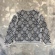 画像2: MONOCHROME LACE UP PATTERN NO COLLAR CARDIGAN / Mens L (2)