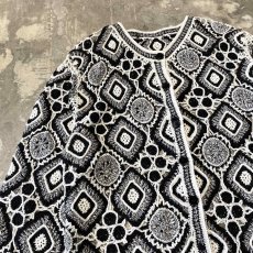 画像3: MONOCHROME LACE UP PATTERN NO COLLAR CARDIGAN / Mens L (3)