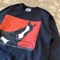 画像4: 90's~ FRONT HORSE & MESSAGE PRINTED SWEAT / Mens S(L) (4)