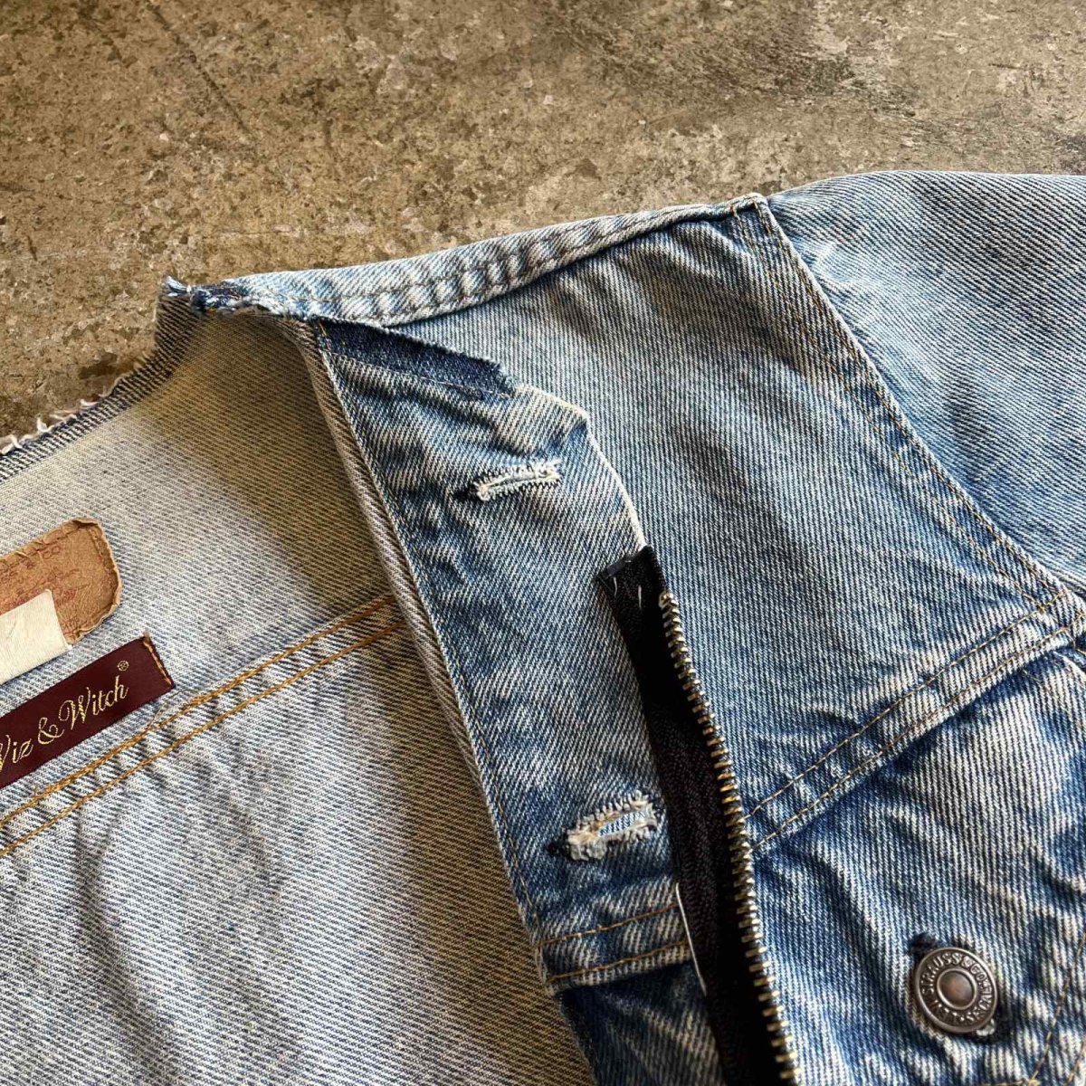 画像11: 【Wiz&Witch】"WANDERER" NO COLLAR ZIP UP DENIM JACKET / OS (11)