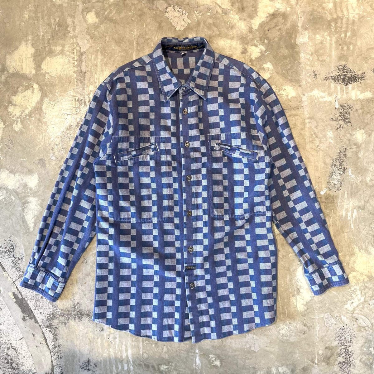 画像1: 【GIRBAUD】ALL OVER PATTERN L/S SHIRT / Mens S(M) / MADE IN USA (1)