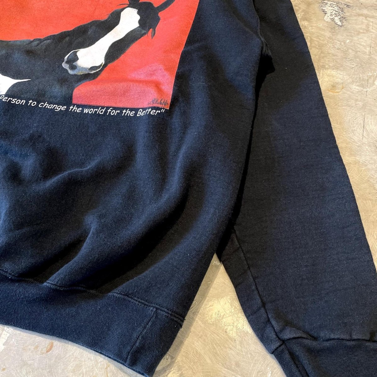 画像6: 90's~ FRONT HORSE & MESSAGE PRINTED SWEAT / Mens S(L) (6)
