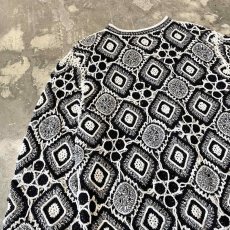 画像9: MONOCHROME LACE UP PATTERN NO COLLAR CARDIGAN / Mens L (9)