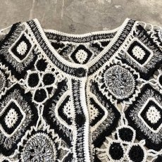 画像10: MONOCHROME LACE UP PATTERN NO COLLAR CARDIGAN / Mens L (10)