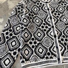 画像5: MONOCHROME LACE UP PATTERN NO COLLAR CARDIGAN / Mens L (5)