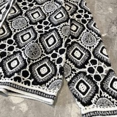 画像6: MONOCHROME LACE UP PATTERN NO COLLAR CARDIGAN / Mens L (6)