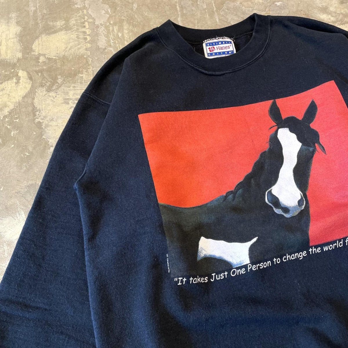 画像3: 90's~ FRONT HORSE & MESSAGE PRINTED SWEAT / Mens S(L) (3)