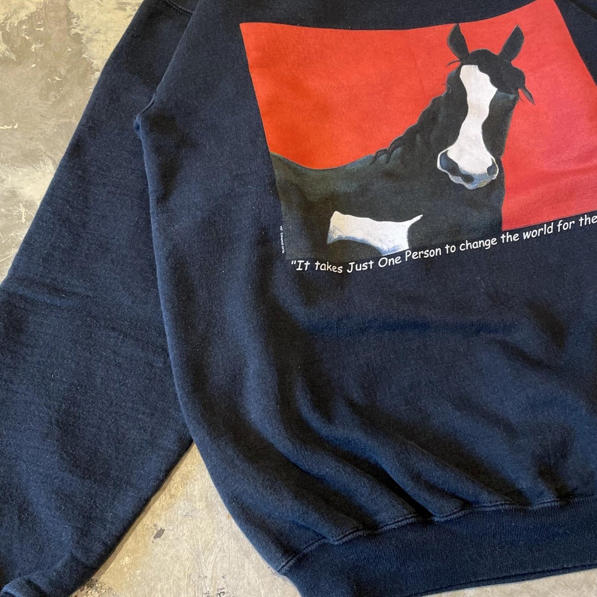 画像5: 90's~ FRONT HORSE & MESSAGE PRINTED SWEAT / Mens S(L) (5)