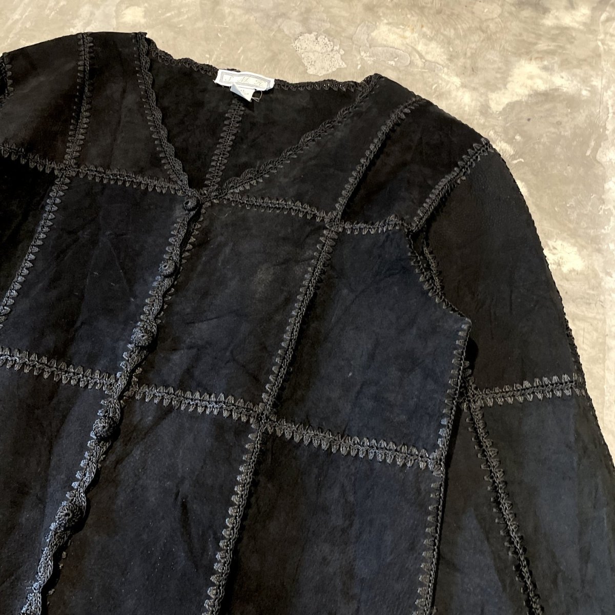 画像4: SUEDE LEATHER PATCHWORK & LACE UP CARDIGAN / Mens M (4)