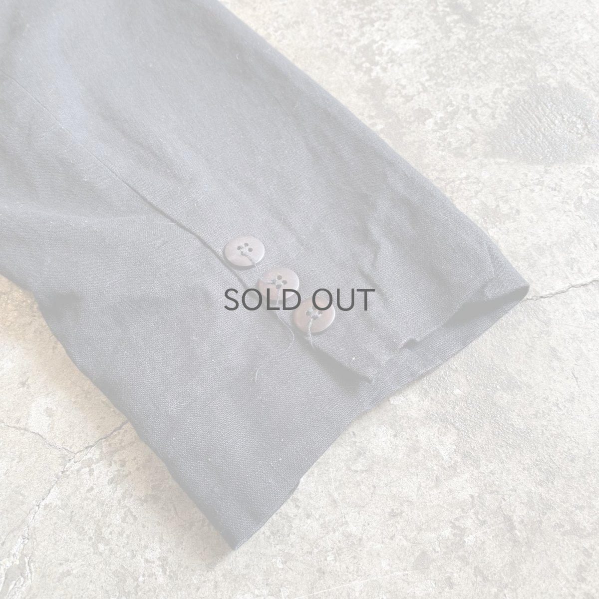 画像10: BLACK COLOR LINEN OVER SIZE TAILORED JACKET / Ladies L (10)