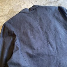 画像11: BLACK COLOR LINEN OVER SIZE TAILORED JACKET / Ladies L (11)