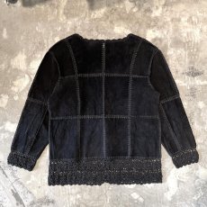画像2: SUEDE LEATHER PATCHWORK & LACE UP CARDIGAN / Mens M (2)