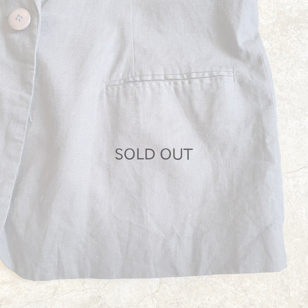 画像9: BLACK COLOR LINEN OVER SIZE TAILORED JACKET / Ladies L (9)