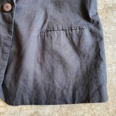 画像9: BLACK COLOR LINEN OVER SIZE TAILORED JACKET / Ladies L (9)