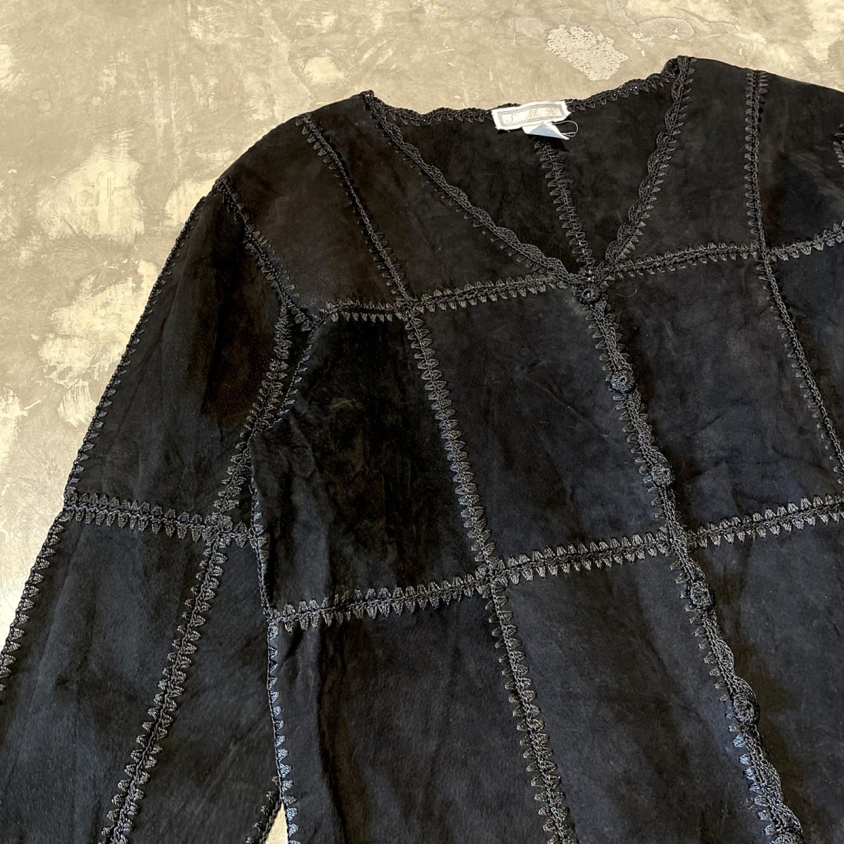 画像3: SUEDE LEATHER PATCHWORK & LACE UP CARDIGAN / Mens M (3)