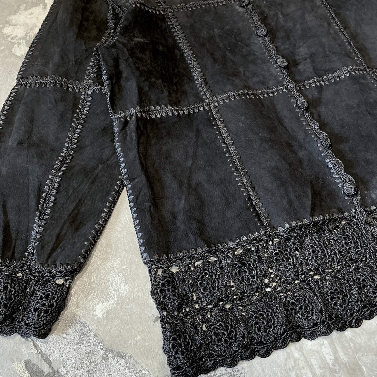 画像5: SUEDE LEATHER PATCHWORK & LACE UP CARDIGAN / Mens M (5)