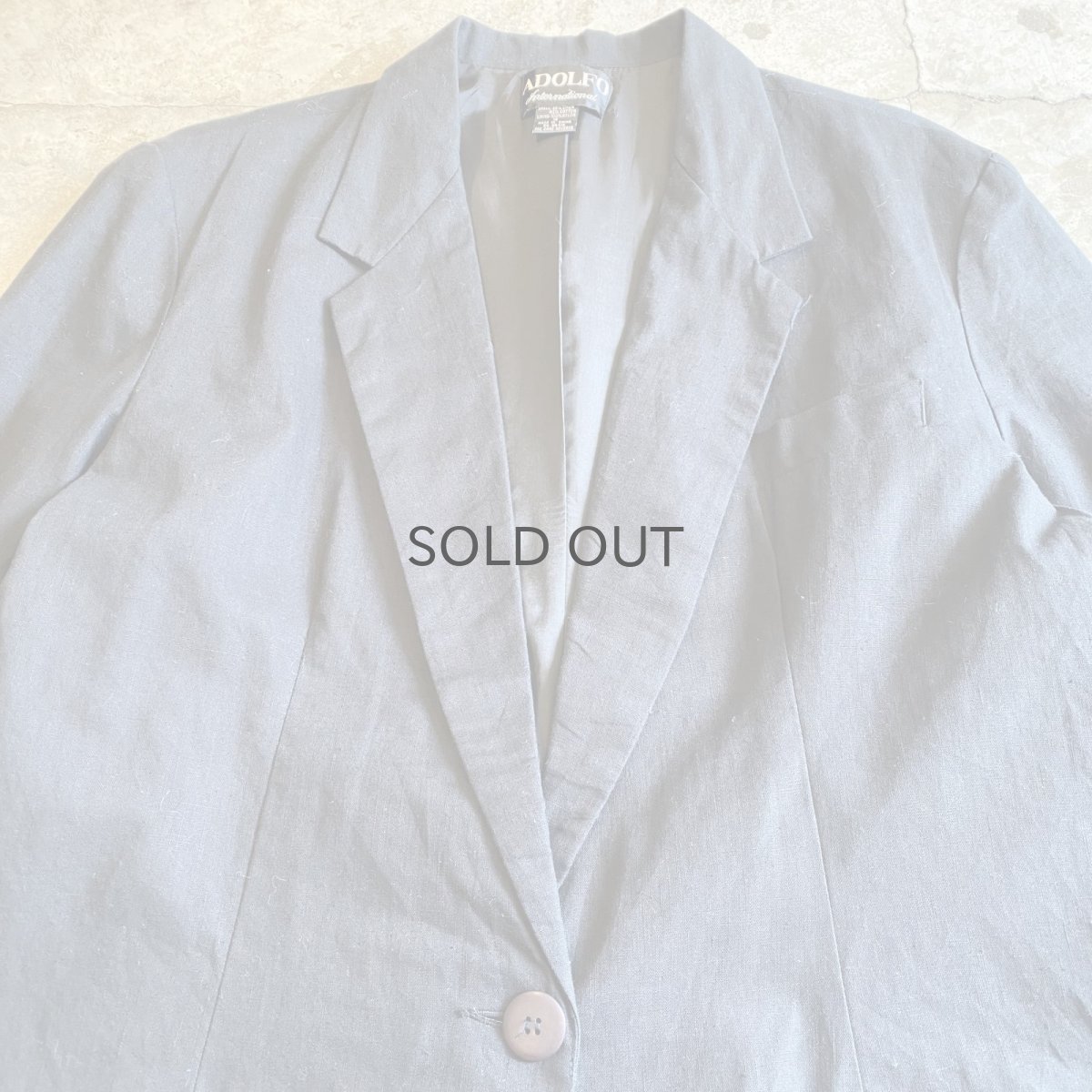 画像4: BLACK COLOR LINEN OVER SIZE TAILORED JACKET / Ladies L (4)