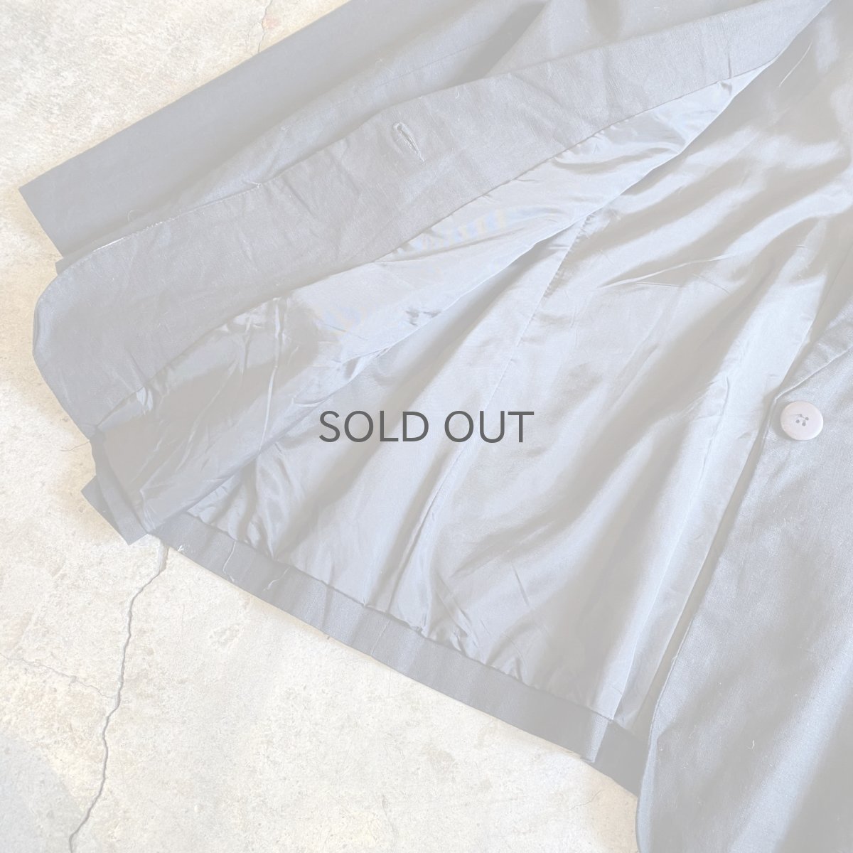 画像7: BLACK COLOR LINEN OVER SIZE TAILORED JACKET / Ladies L (7)