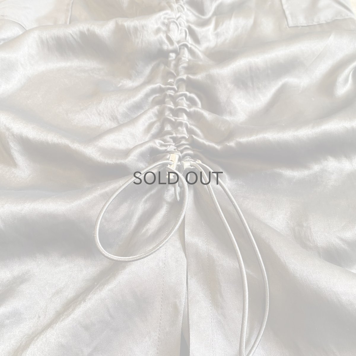 画像6: LUSTER BLACK COLOR DESIGN FRONT DRAW CORD SLIT SKIRT / FREE~W29 (6)