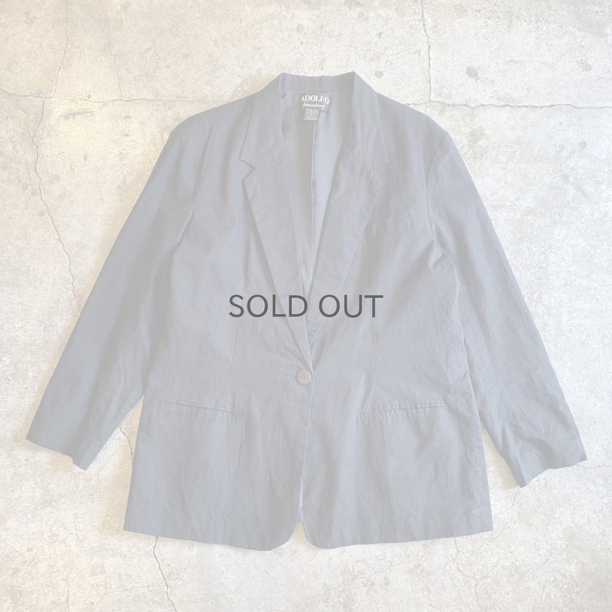 画像1: BLACK COLOR LINEN OVER SIZE TAILORED JACKET / Ladies L (1)