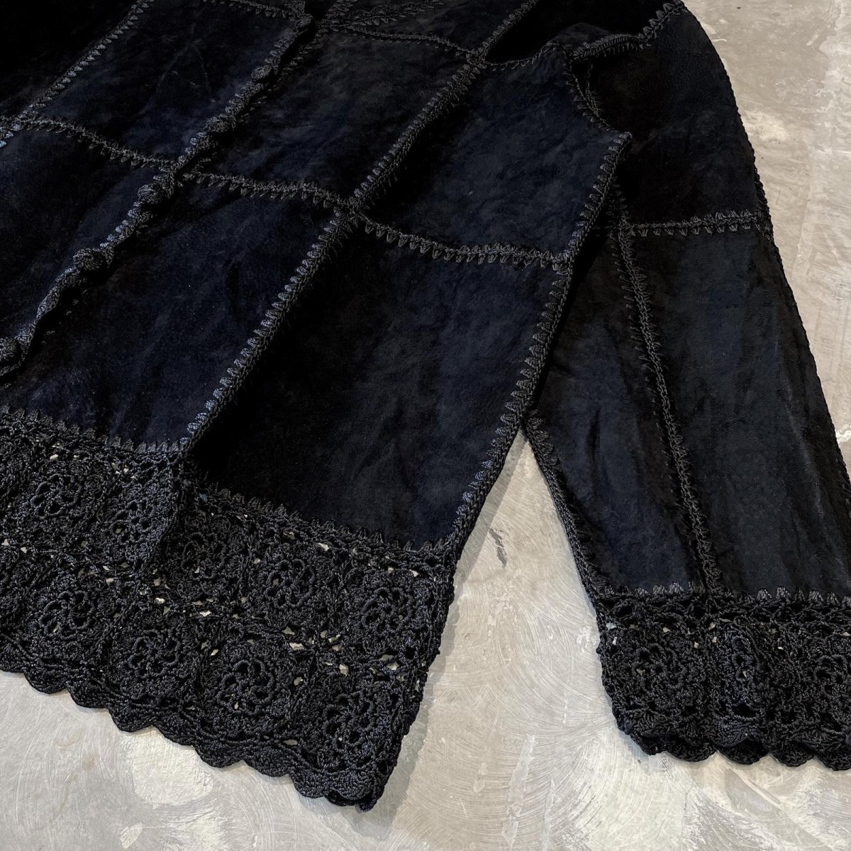 画像6: SUEDE LEATHER PATCHWORK & LACE UP CARDIGAN / Mens M (6)