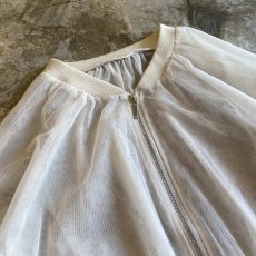 画像3: SLEEVE GATHER DESIGN TULLE SHEER DOUBLE ZIP UP JACKET / Ladies M (3)