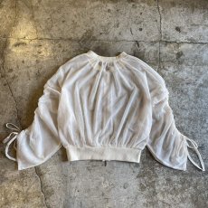 画像2: SLEEVE GATHER DESIGN TULLE SHEER DOUBLE ZIP UP JACKET / Ladies M (2)
