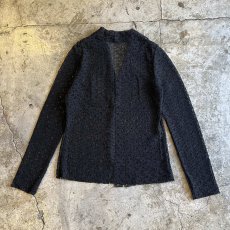 画像2: BLACK COLOR MESH DESIGN  L/S SHIRT / Ladies M (2)