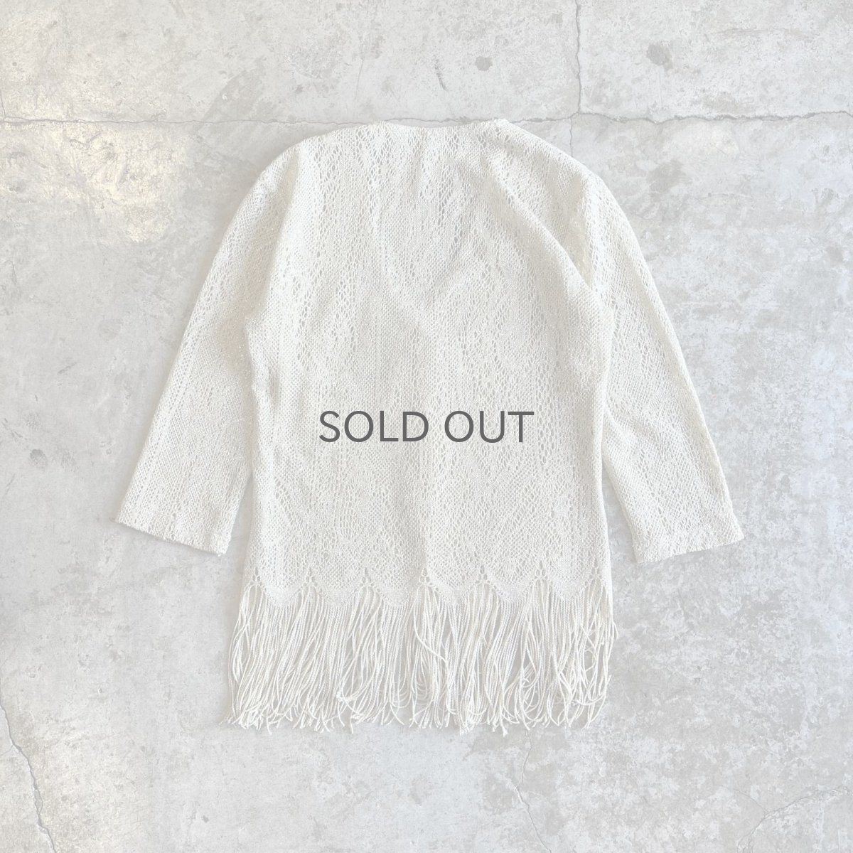 画像2: DOWN FRINGE DESIGN GOLD GLITTER COLOR CROCHET CARDIGAN / Ladies S (2)