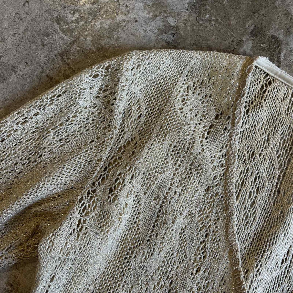 画像8: DOWN FRINGE DESIGN GOLD GLITTER COLOR CROCHET CARDIGAN / Ladies S (8)