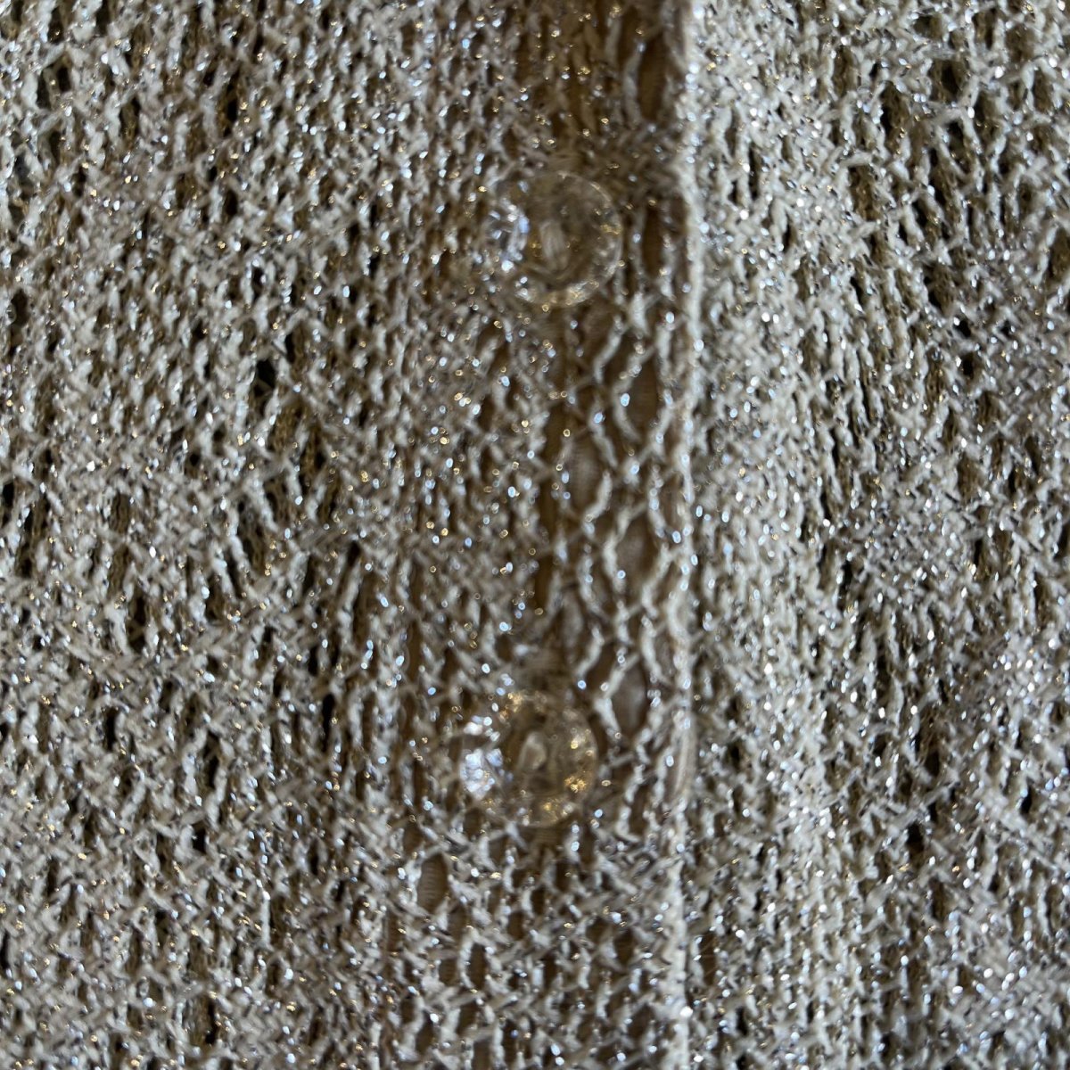 画像9: DOWN FRINGE DESIGN GOLD GLITTER COLOR CROCHET CARDIGAN / Ladies S (9)