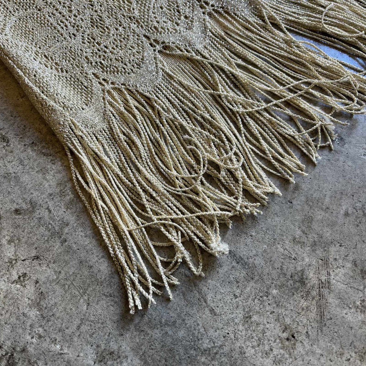 画像3: DOWN FRINGE DESIGN GOLD GLITTER COLOR CROCHET CARDIGAN / Ladies S (3)